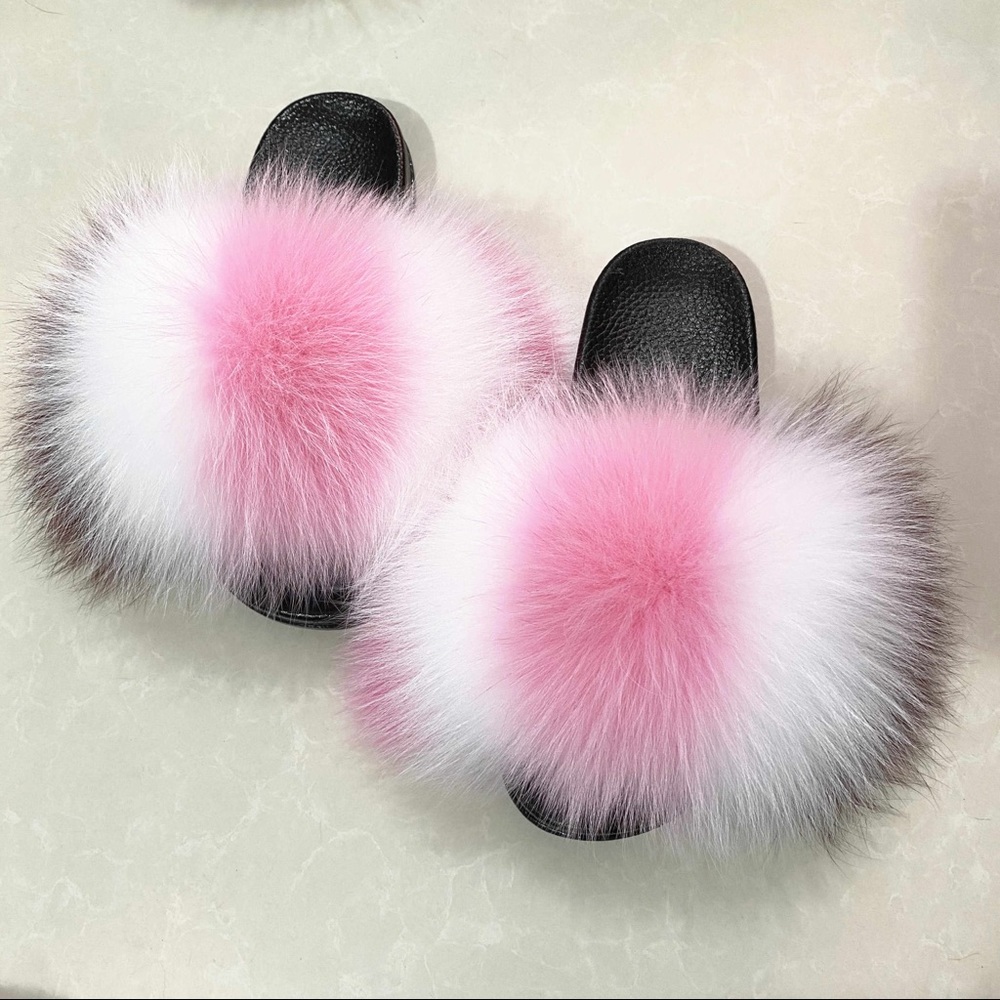 Manda fur slip on sandals